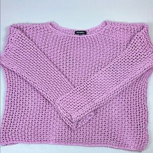 525 America Open Stitch Oversized Sweater in a bubble gum‎ pink chunky boho EUC